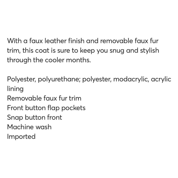 Anthropologie Kellie Faux Leather Fur Trim - NWT - SZ 6 - Picture 14 of 14